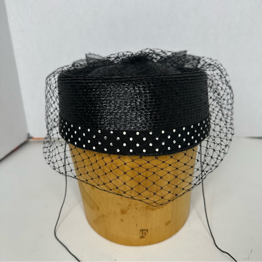 Chic Vintage Black Polka Dot Pillbox Veil Hat